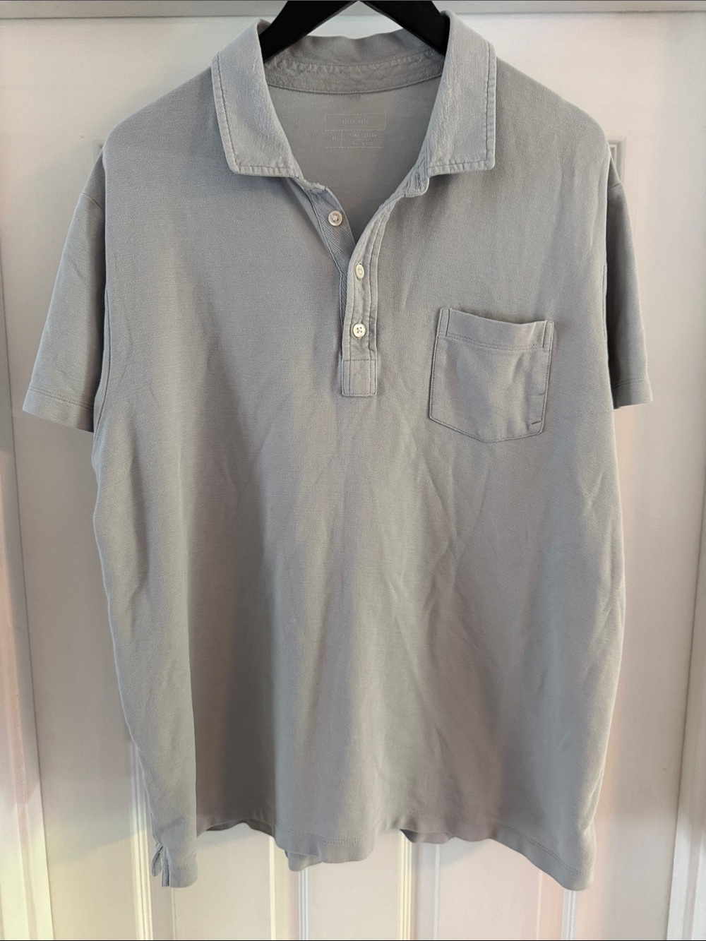 Billy Reid Light Gray Short Sleeve Polo with Pocket